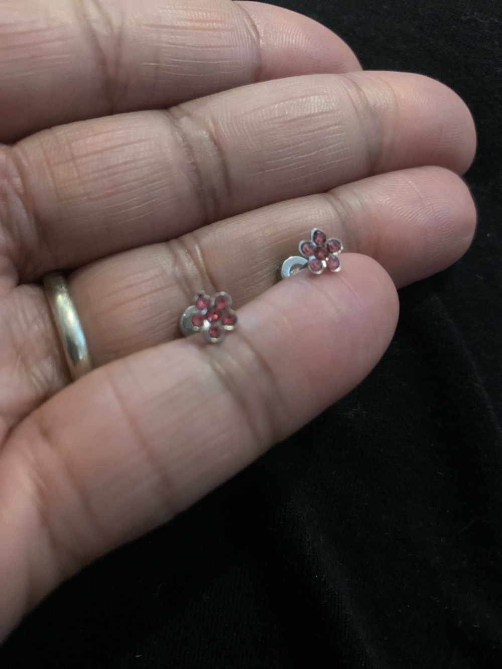 Pink Floral Flat back Stud Earrings